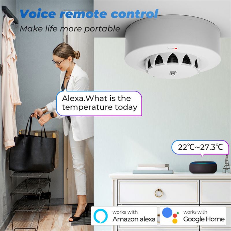Tuya WiFi Smoke Detector with Temperature & Humidity Sensors